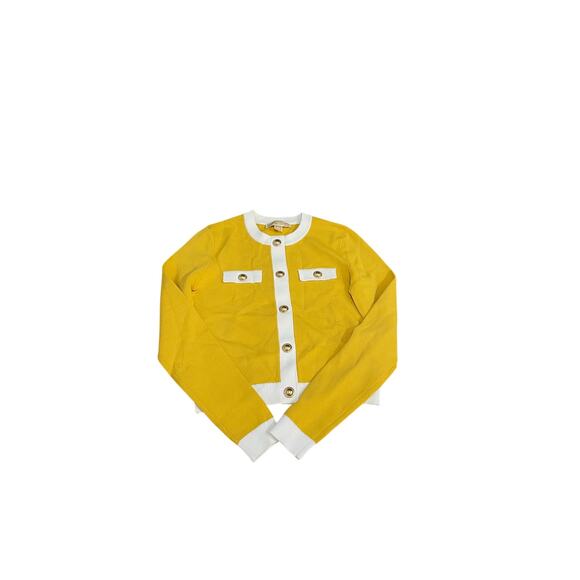🧥 Michael Kors Daisy Yellow Button-Up Sweater – Size XS - Picture 2 of 6